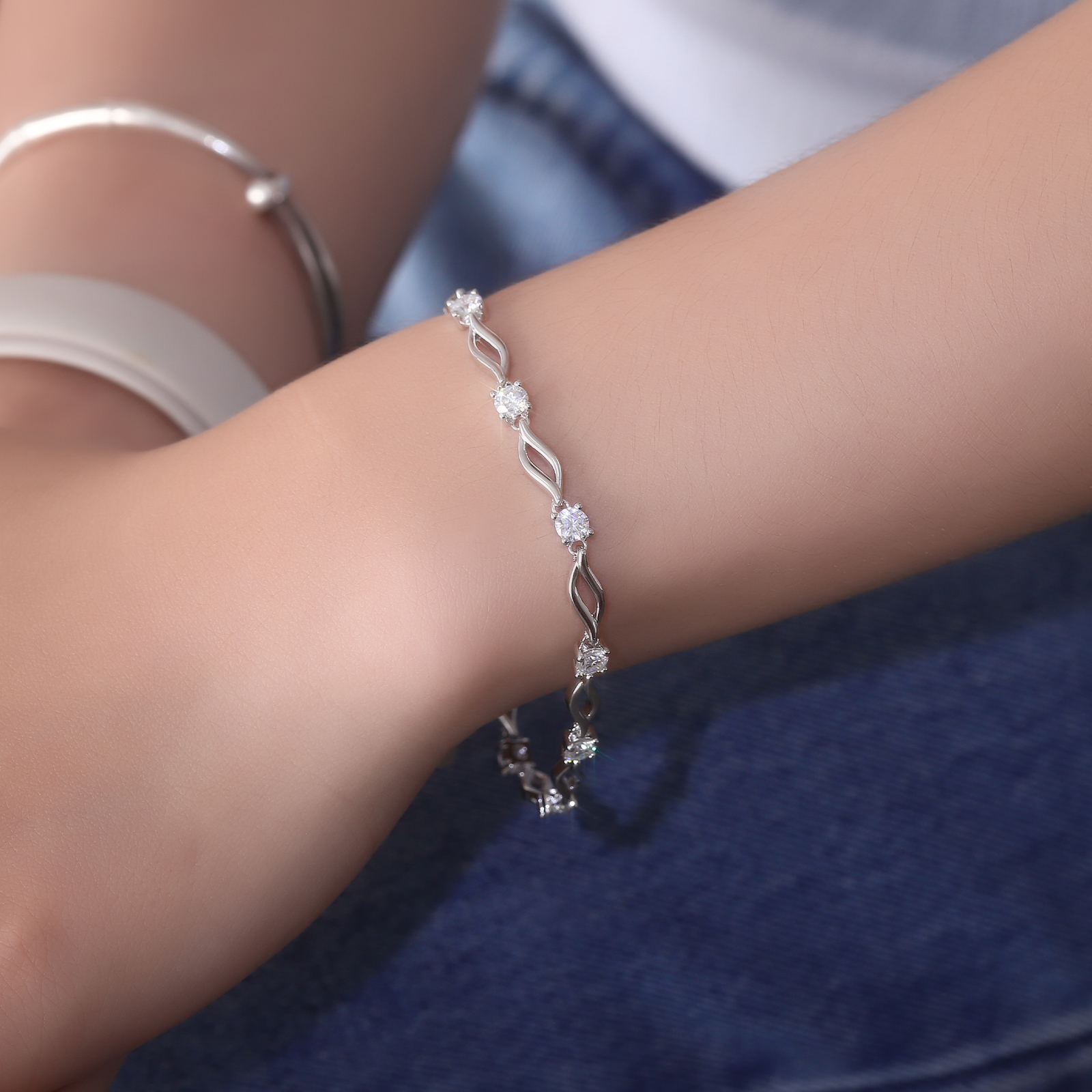 Crystal Love Moissanite Bracelet-VOOGME