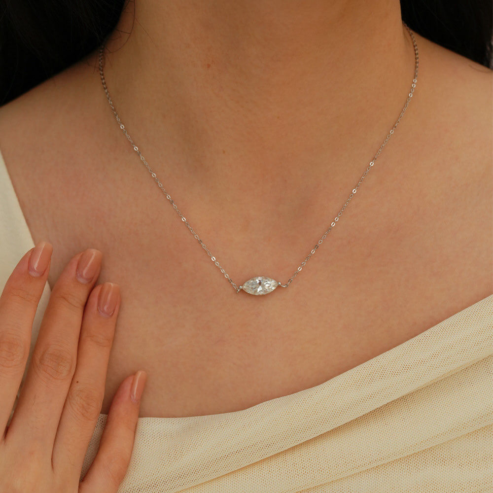 East West Marquise Moissanite Necklace