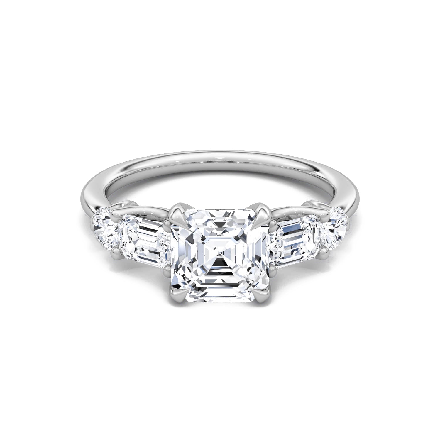 Mixed 5-Stone Moissanite Engagement Ring-VOOGME