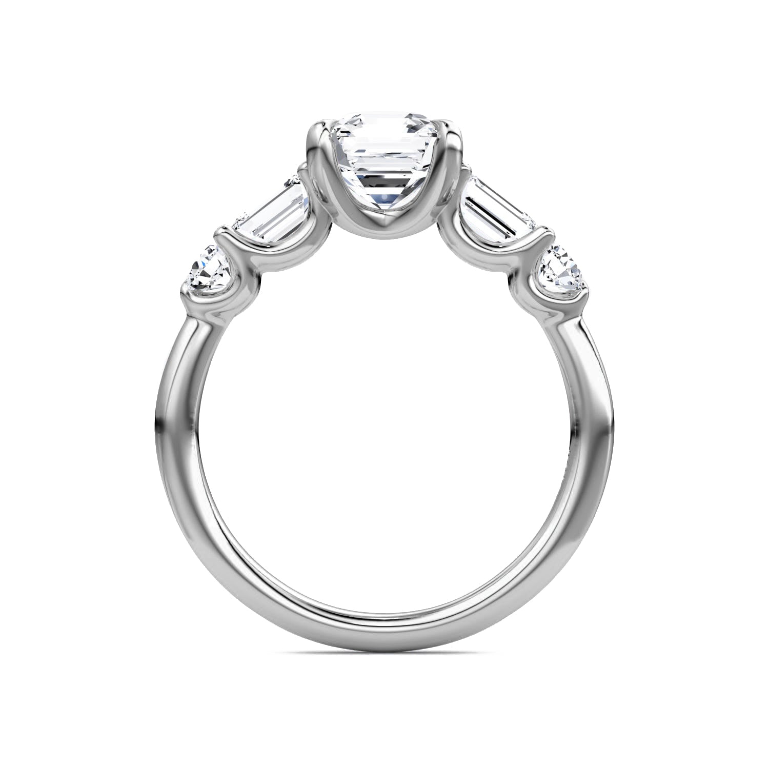 Mixed 5-Stone Moissanite Engagement Ring-VOOGME