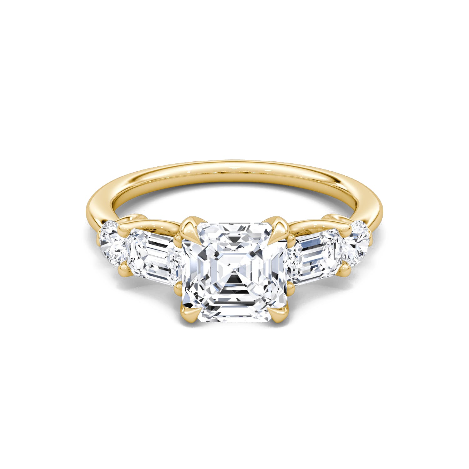 Mixed 5-Stone Moissanite Engagement Ring-VOOGME