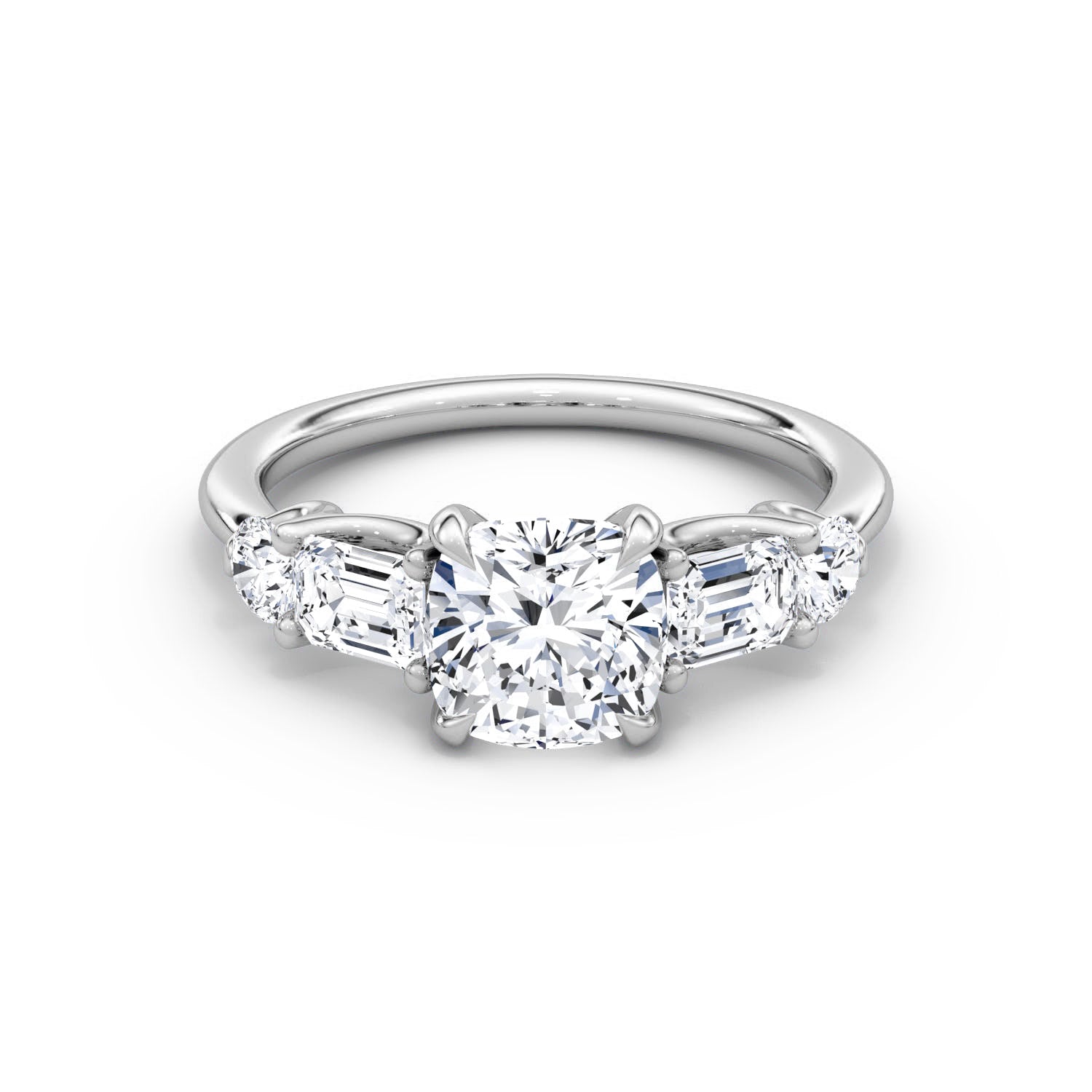 Mixed 5-Stone Moissanite Engagement Ring-VOOGME