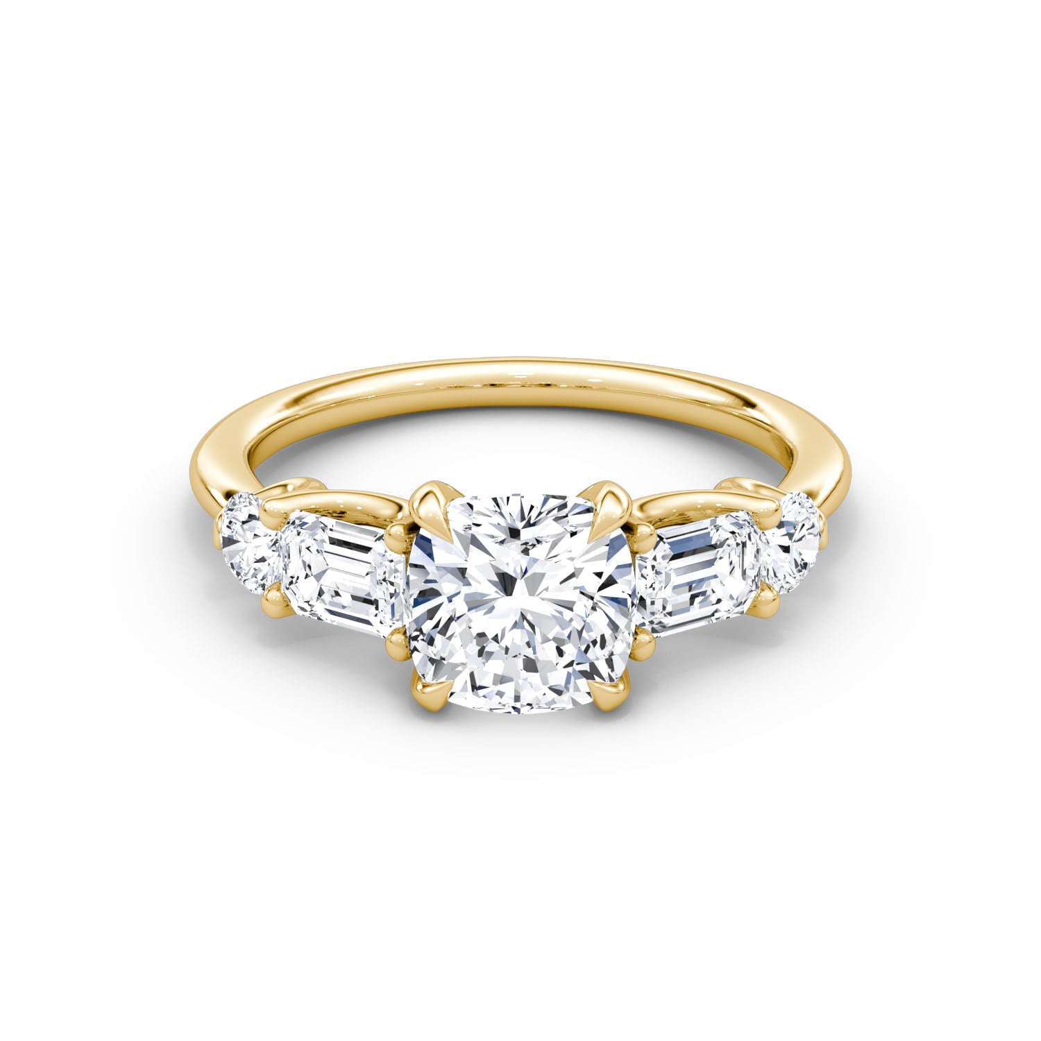 Mixed 5-Stone Moissanite Engagement Ring-VOOGME
