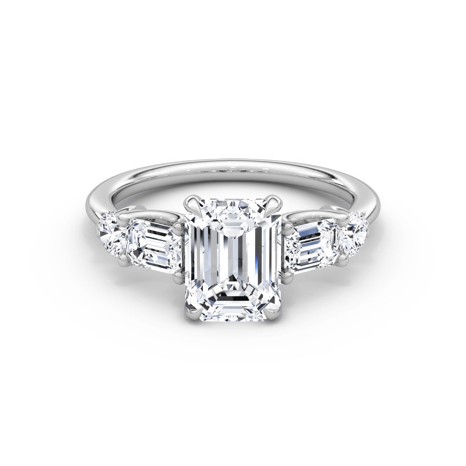 Mixed 5-Stone Moissanite Engagement Ring-VOOGME