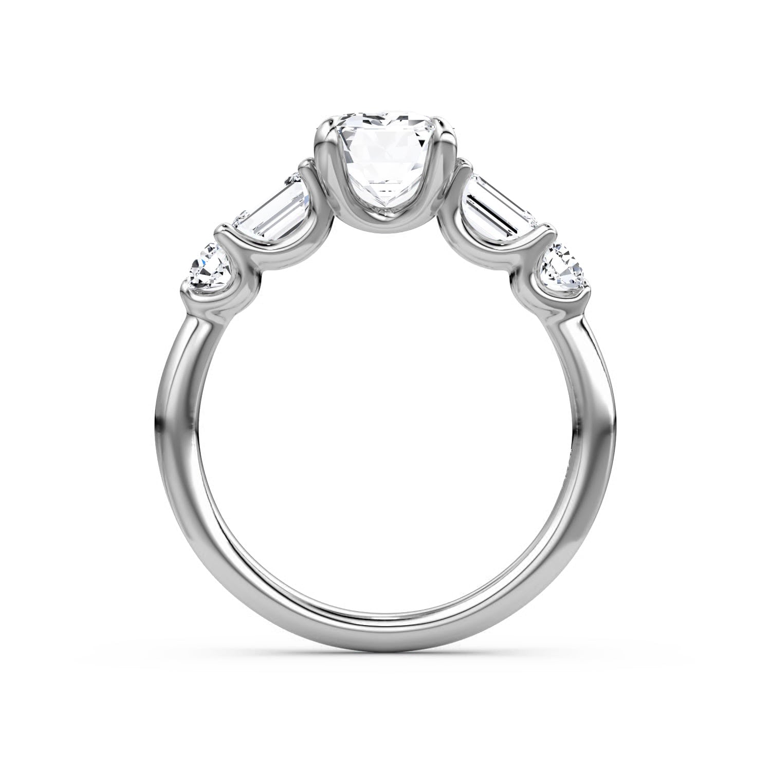 Mixed 5-Stone Moissanite Engagement Ring-VOOGME