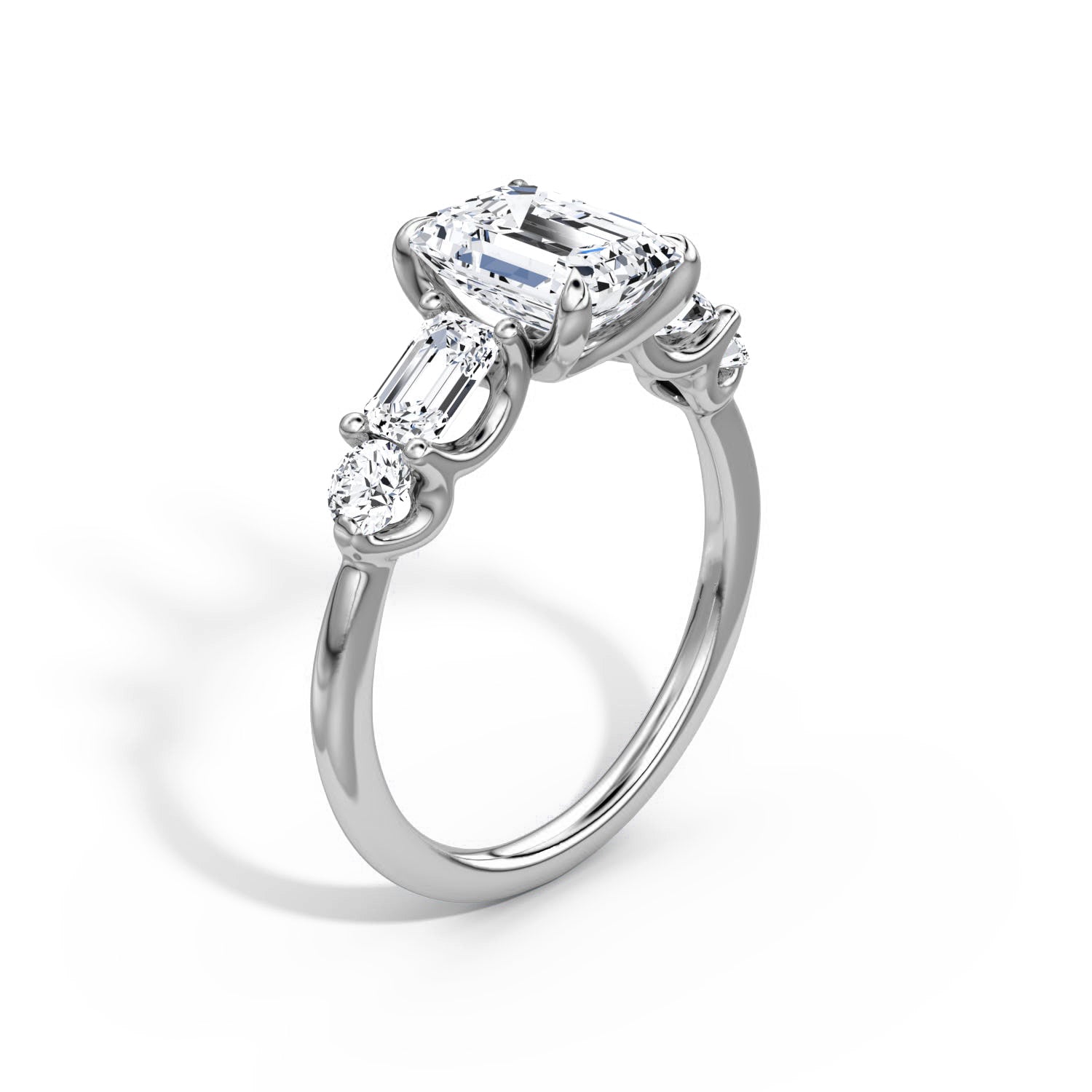 Mixed 5-Stone Moissanite Engagement Ring-VOOGME