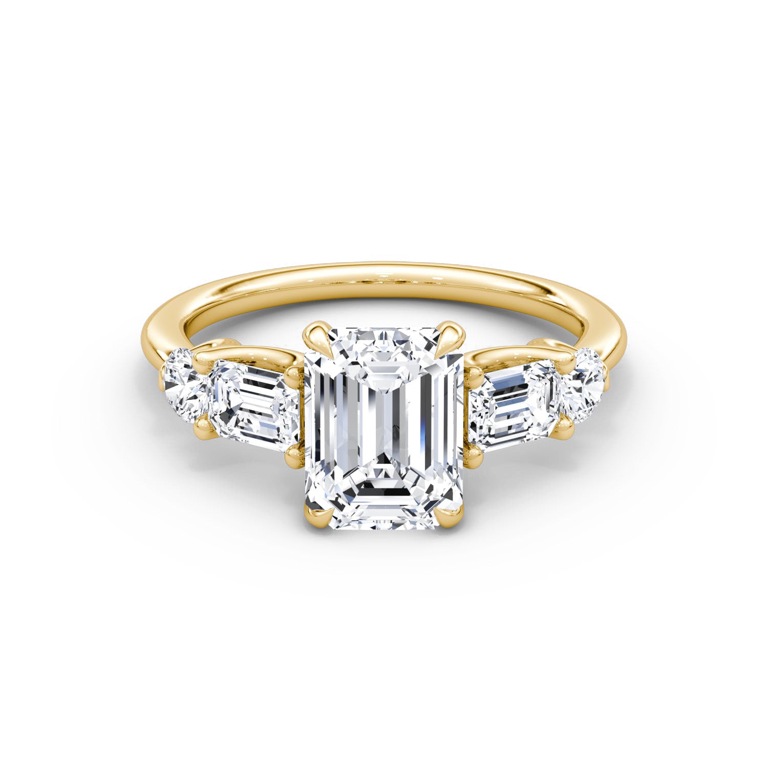 Mixed 5-Stone Moissanite Engagement Ring-VOOGME