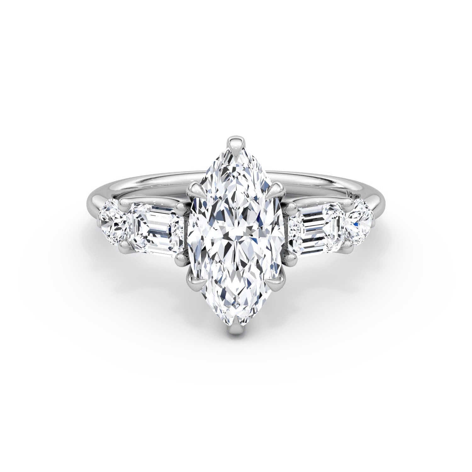 Mixed 5-Stone Moissanite Engagement Ring-VOOGME