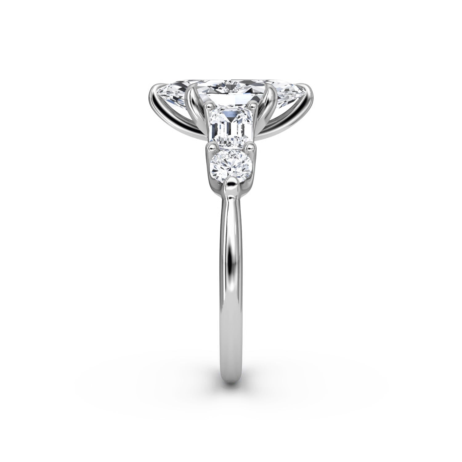 Mixed 5-Stone Moissanite Engagement Ring-VOOGME