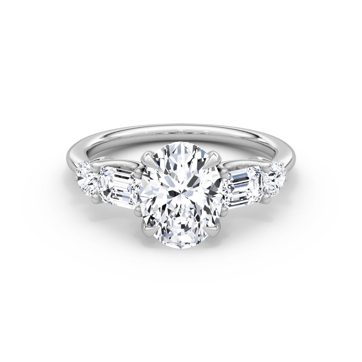 Mixed 5-Stone Moissanite Engagement Ring-VOOGME