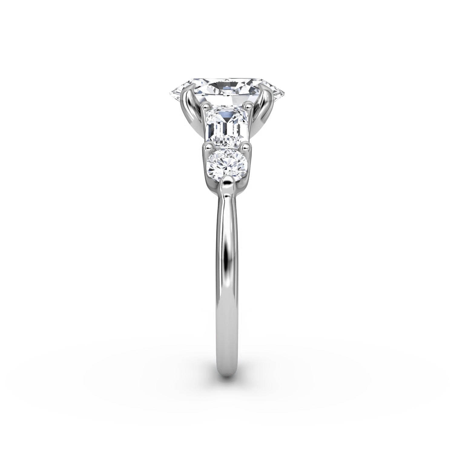 Mixed 5-Stone Moissanite Engagement Ring-VOOGME