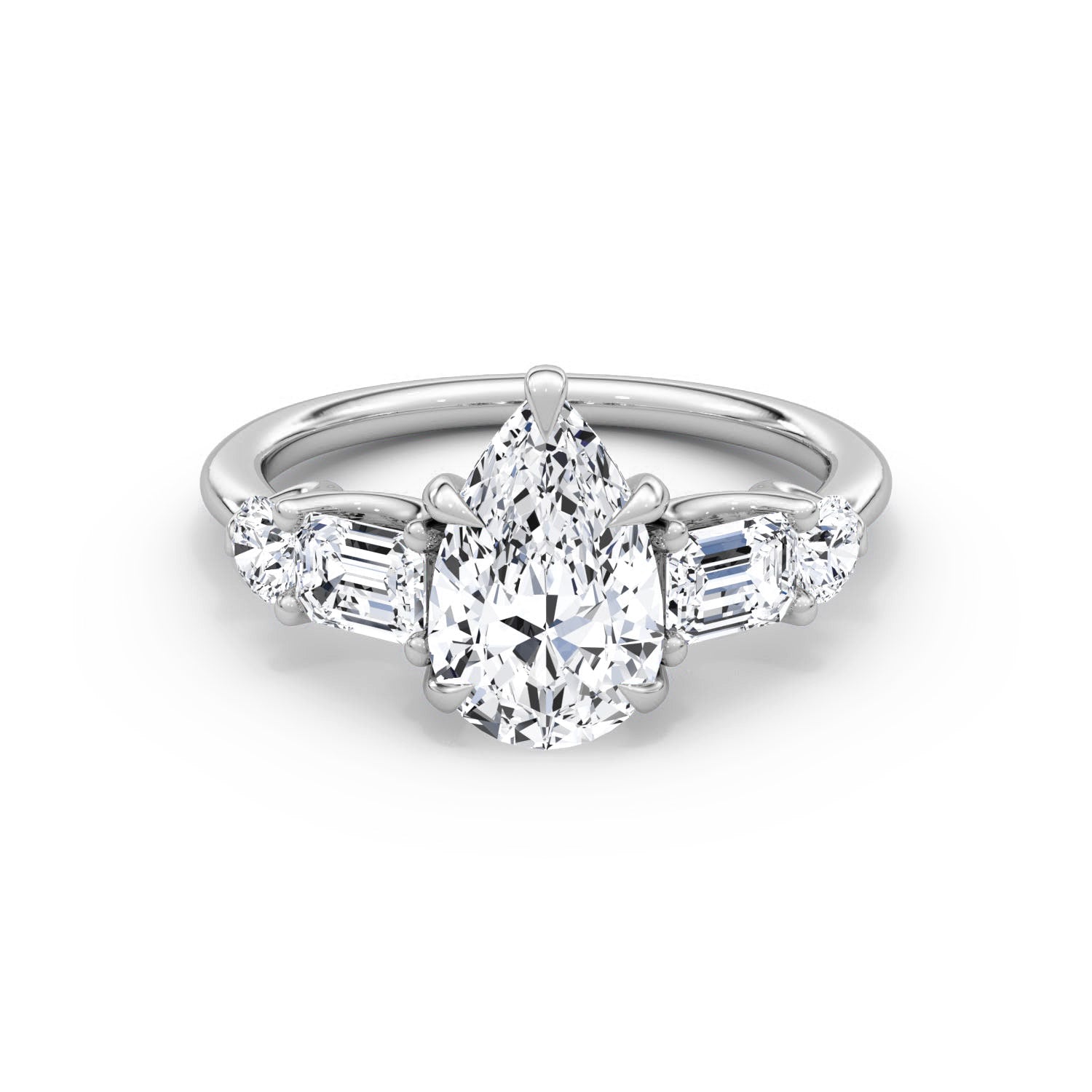 Mixed 5-Stone Moissanite Engagement Ring-VOOGME