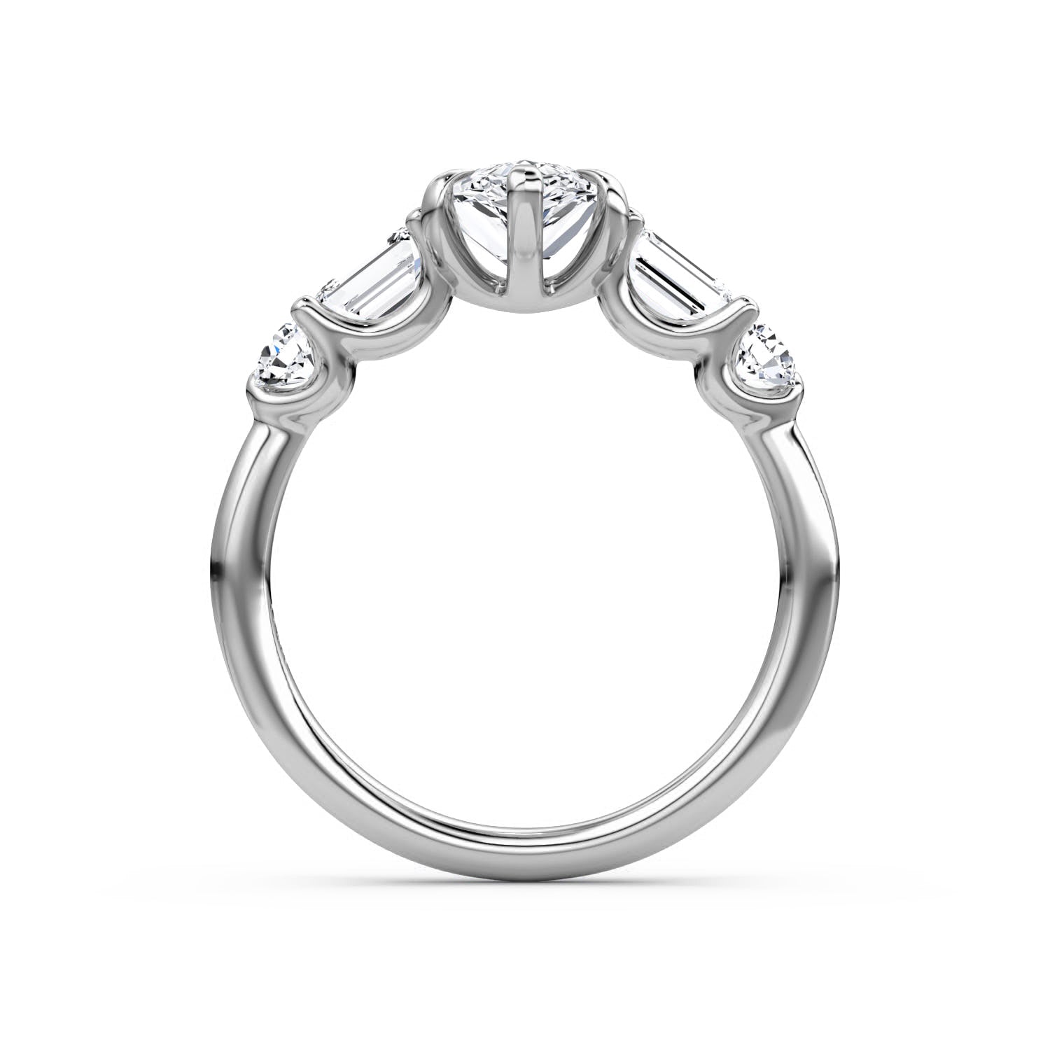 Mixed 5-Stone Moissanite Engagement Ring-VOOGME