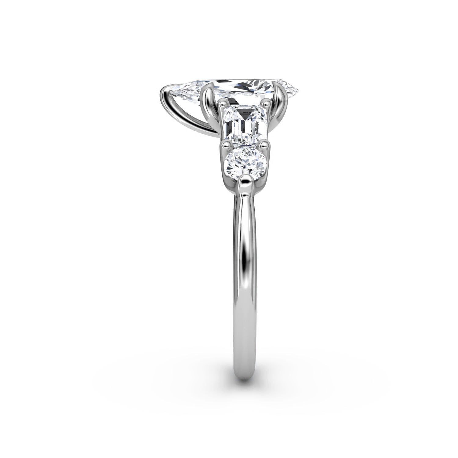 Mixed 5-Stone Moissanite Engagement Ring-VOOGME