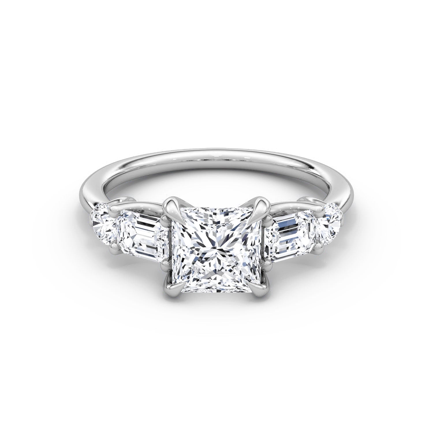 Mixed 5-Stone Moissanite Engagement Ring-VOOGME
