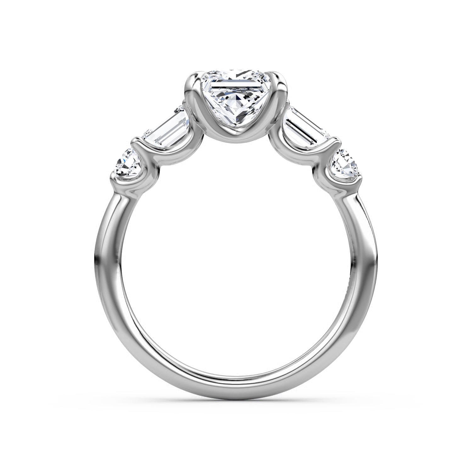 Mixed 5-Stone Moissanite Engagement Ring-VOOGME