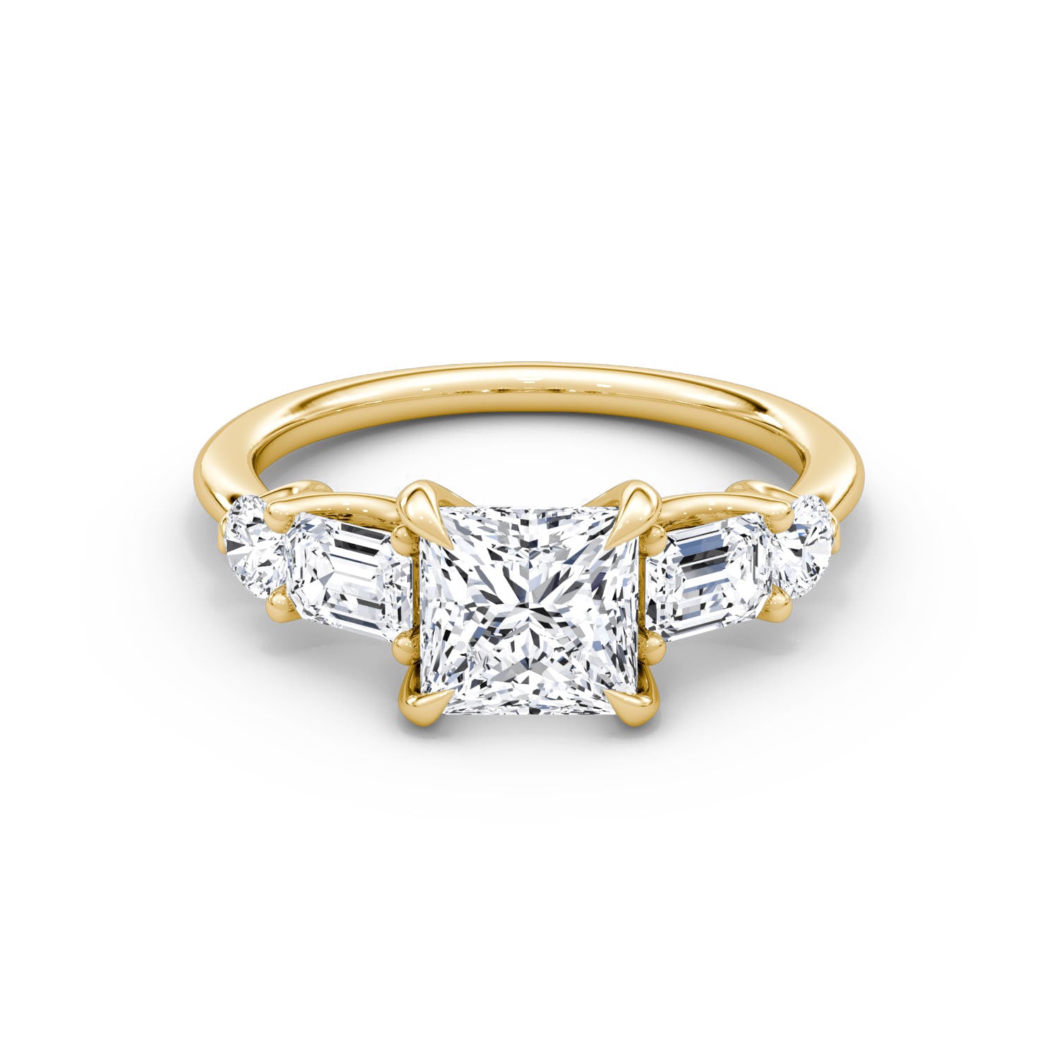 Mixed 5-Stone Moissanite Engagement Ring-VOOGME