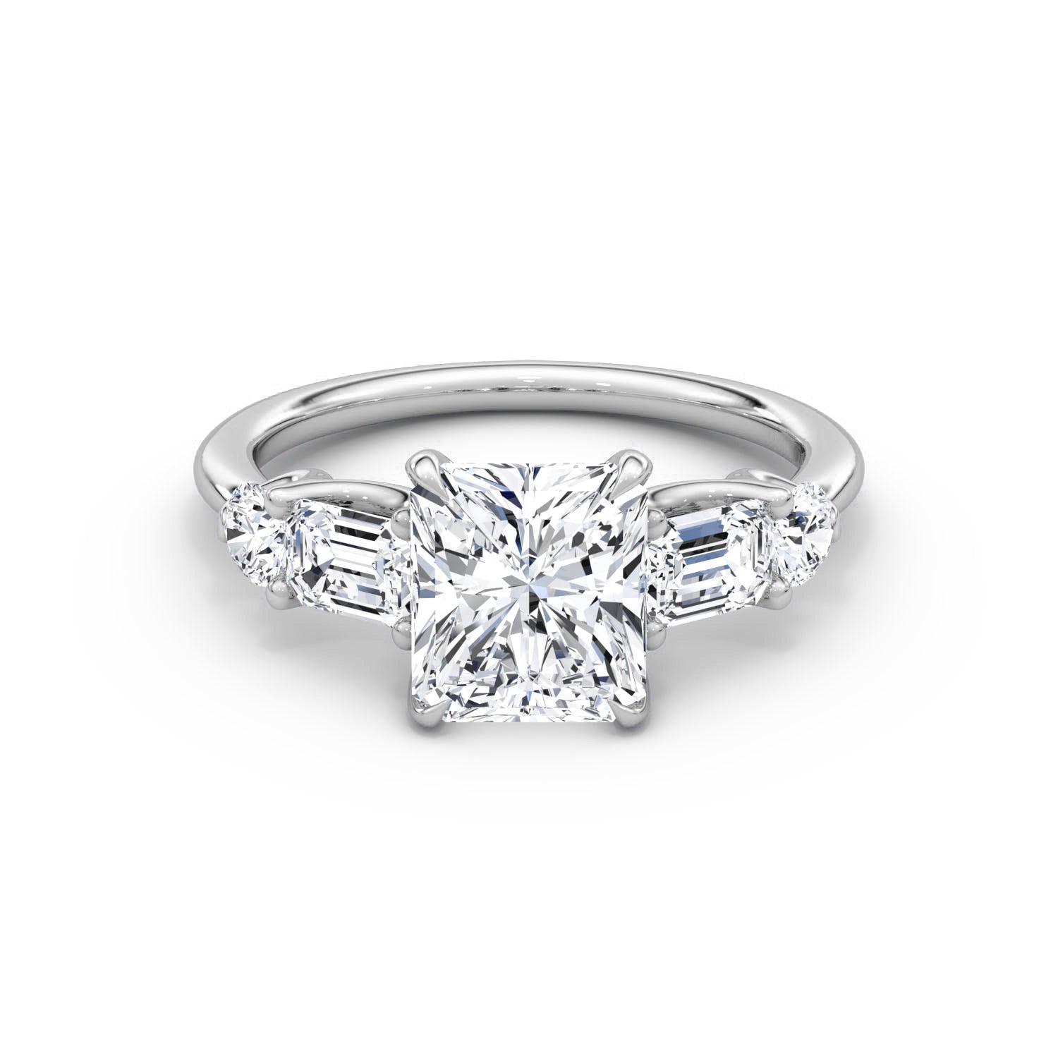 Mixed 5-Stone Moissanite Engagement Ring-VOOGME