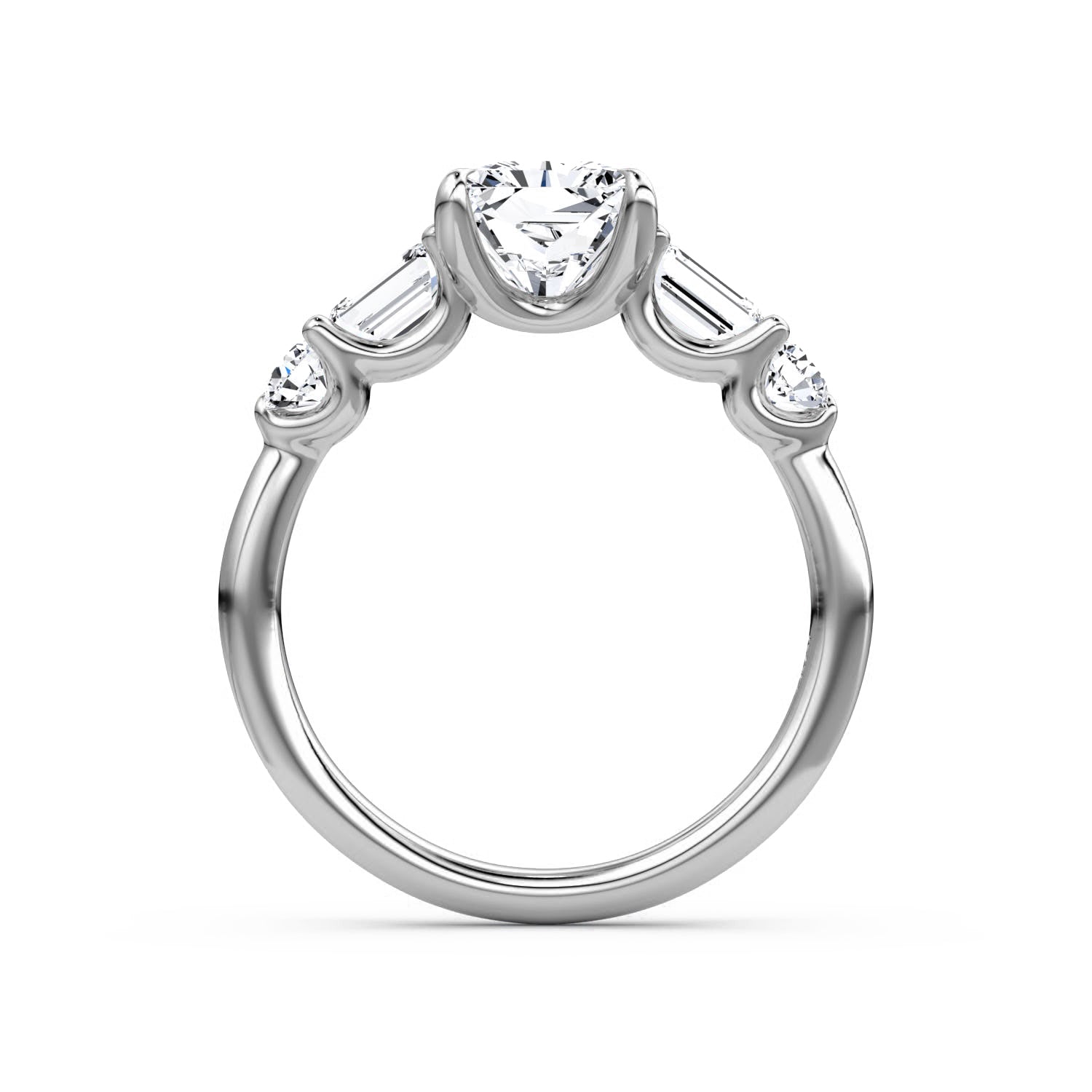 Mixed 5-Stone Moissanite Engagement Ring-VOOGME
