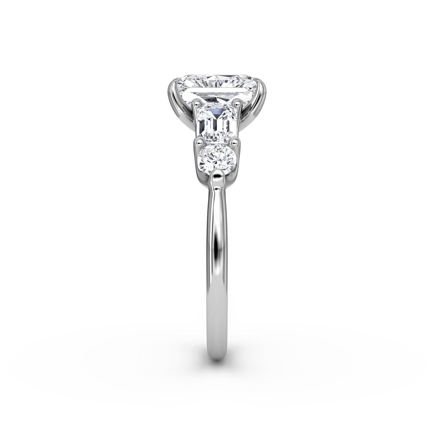Mixed 5-Stone Moissanite Engagement Ring-VOOGME