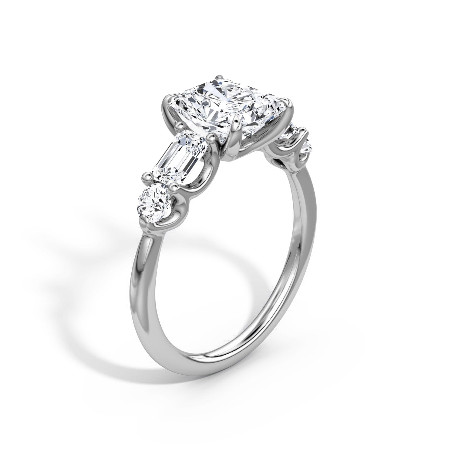 Mixed 5-Stone Moissanite Engagement Ring-VOOGME