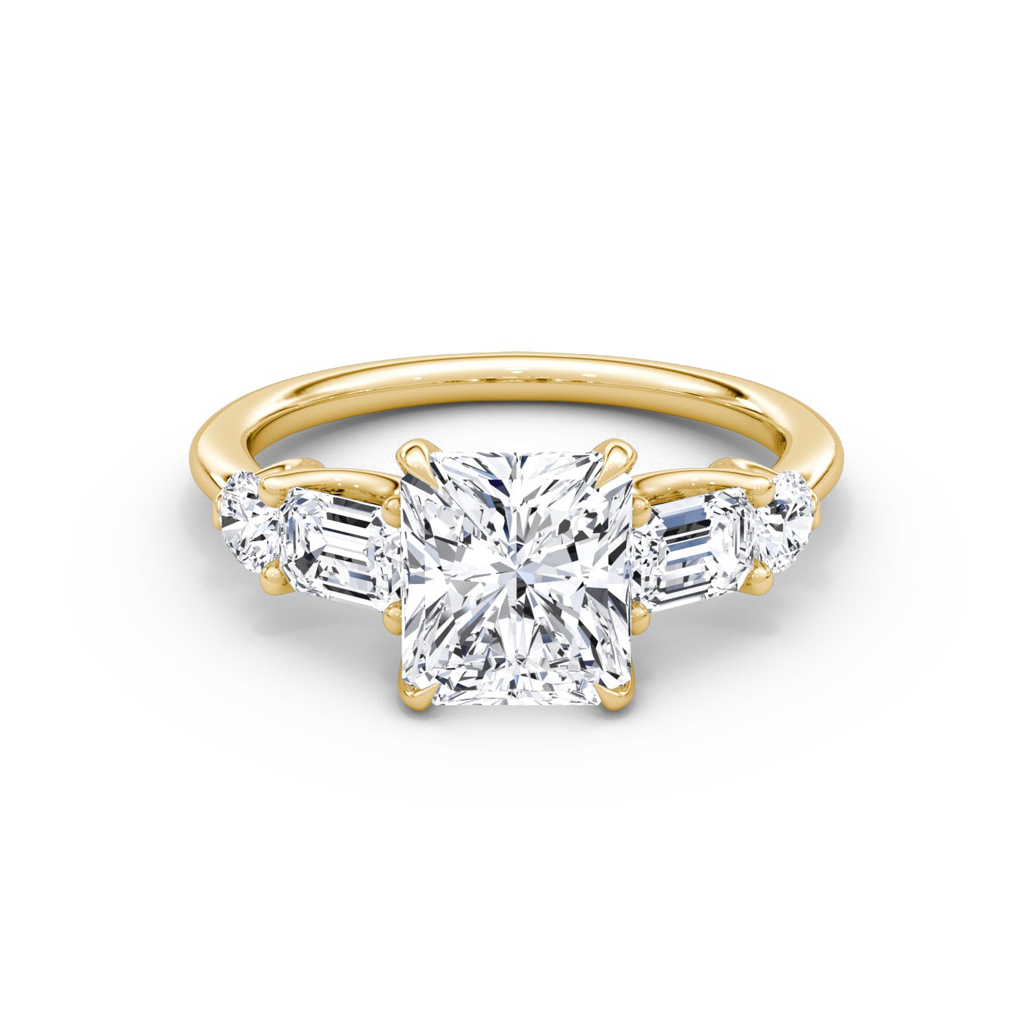 Mixed 5-Stone Moissanite Engagement Ring-VOOGME