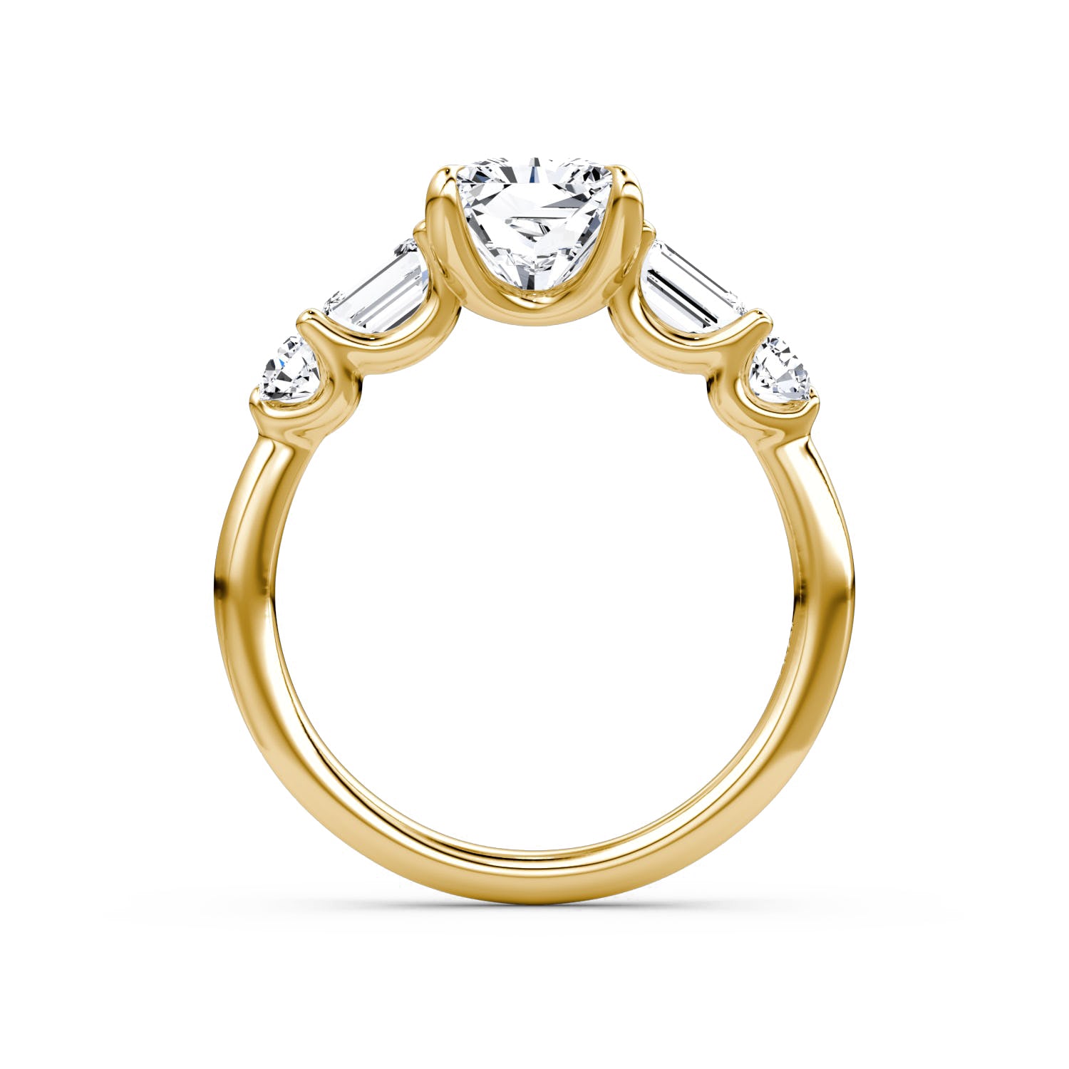 Mixed 5-Stone Moissanite Engagement Ring-VOOGME