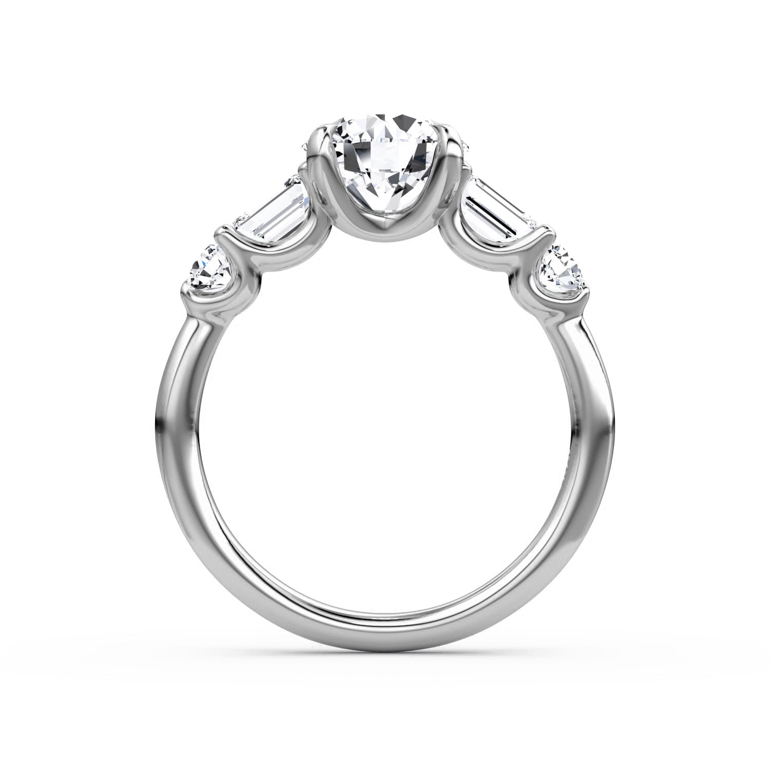 Mixed 5-Stone Moissanite Engagement Ring-VOOGME