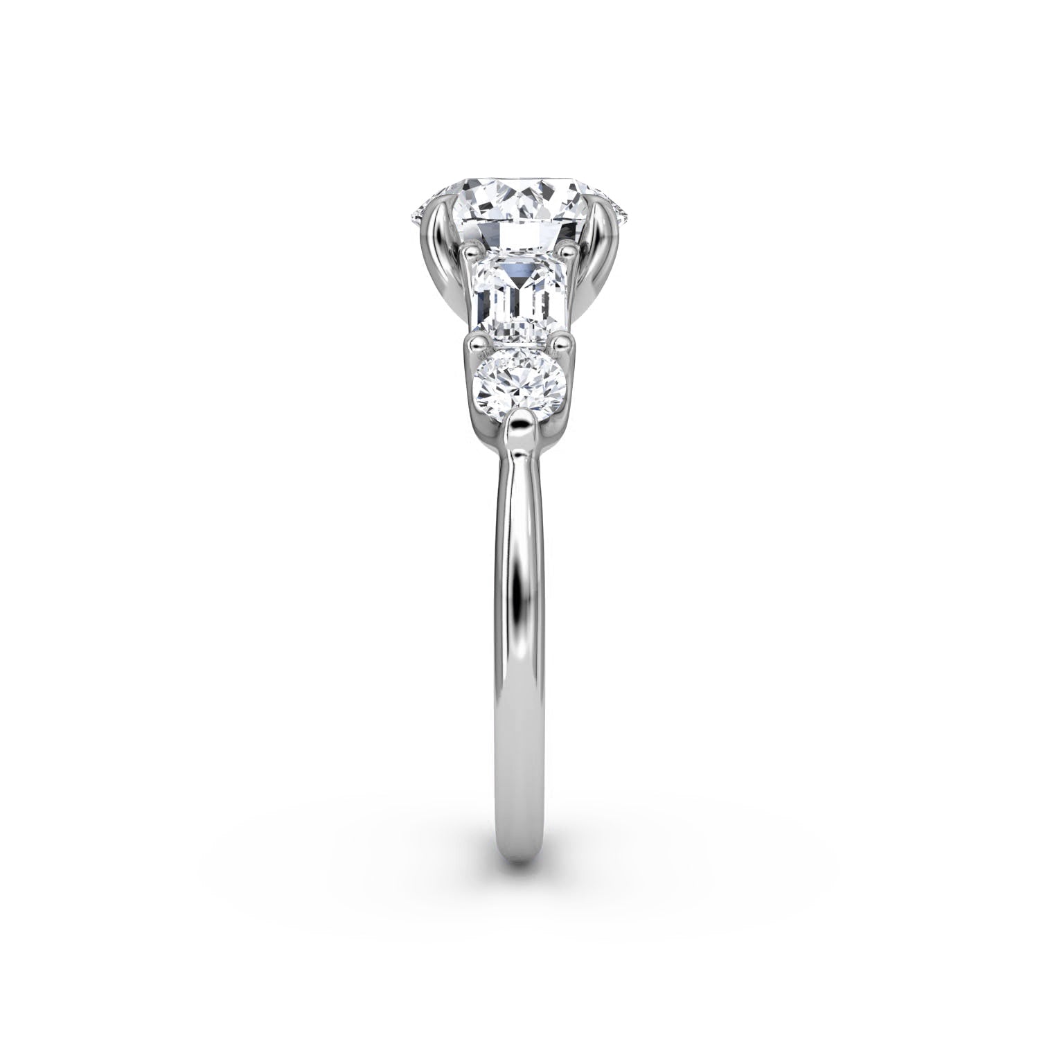 Mixed 5-Stone Moissanite Engagement Ring-VOOGME