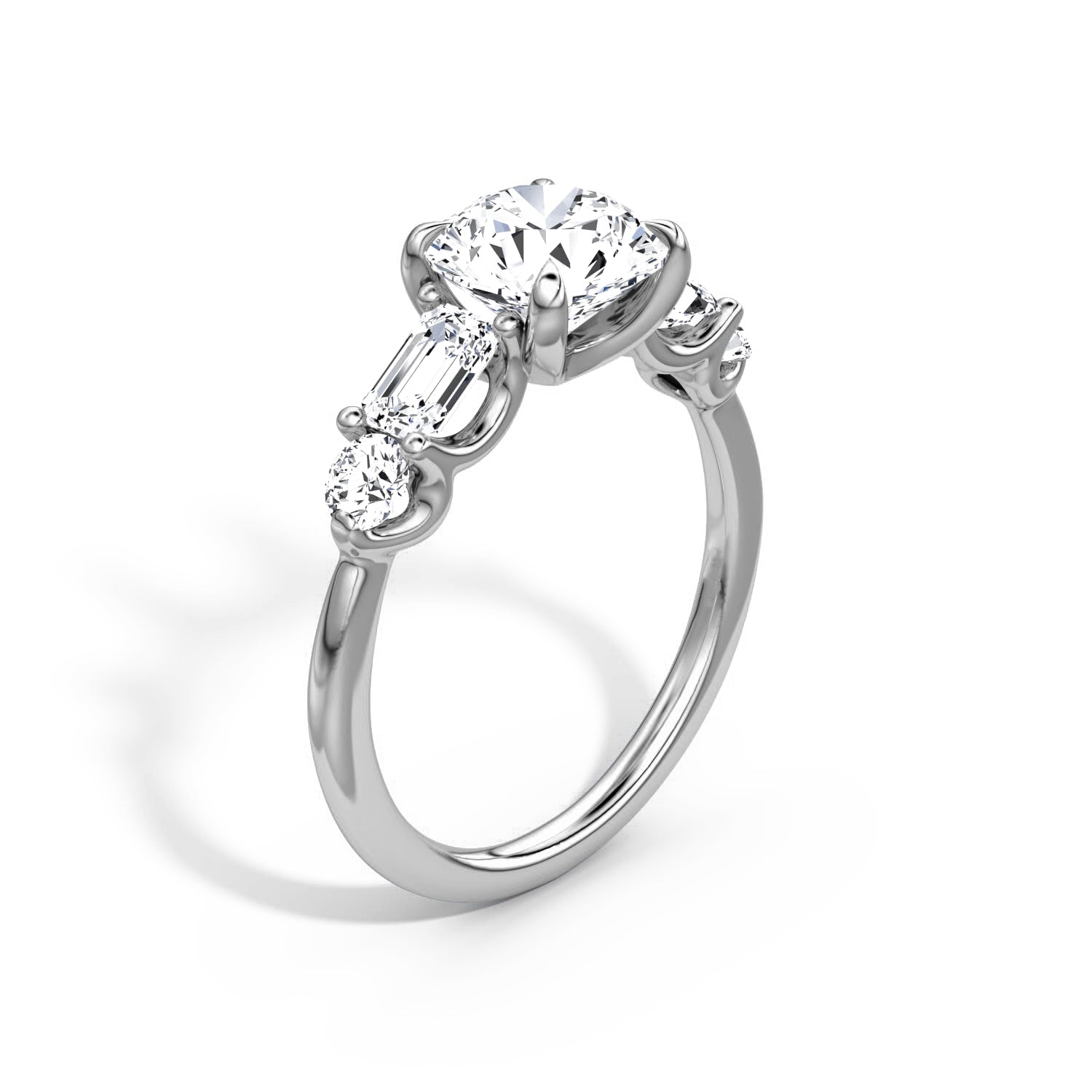 Mixed 5-Stone Moissanite Engagement Ring-VOOGME