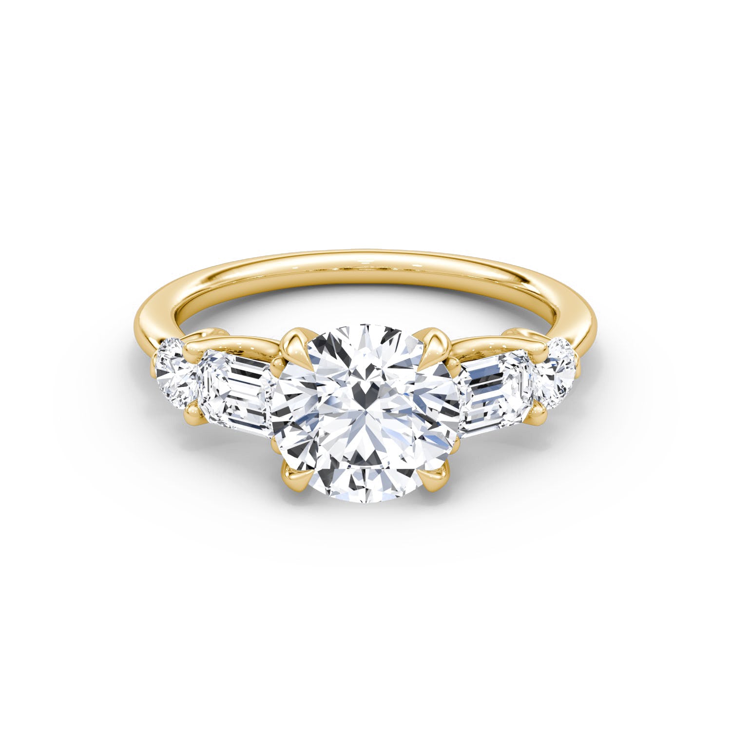 Mixed 5-Stone Moissanite Engagement Ring-VOOGME