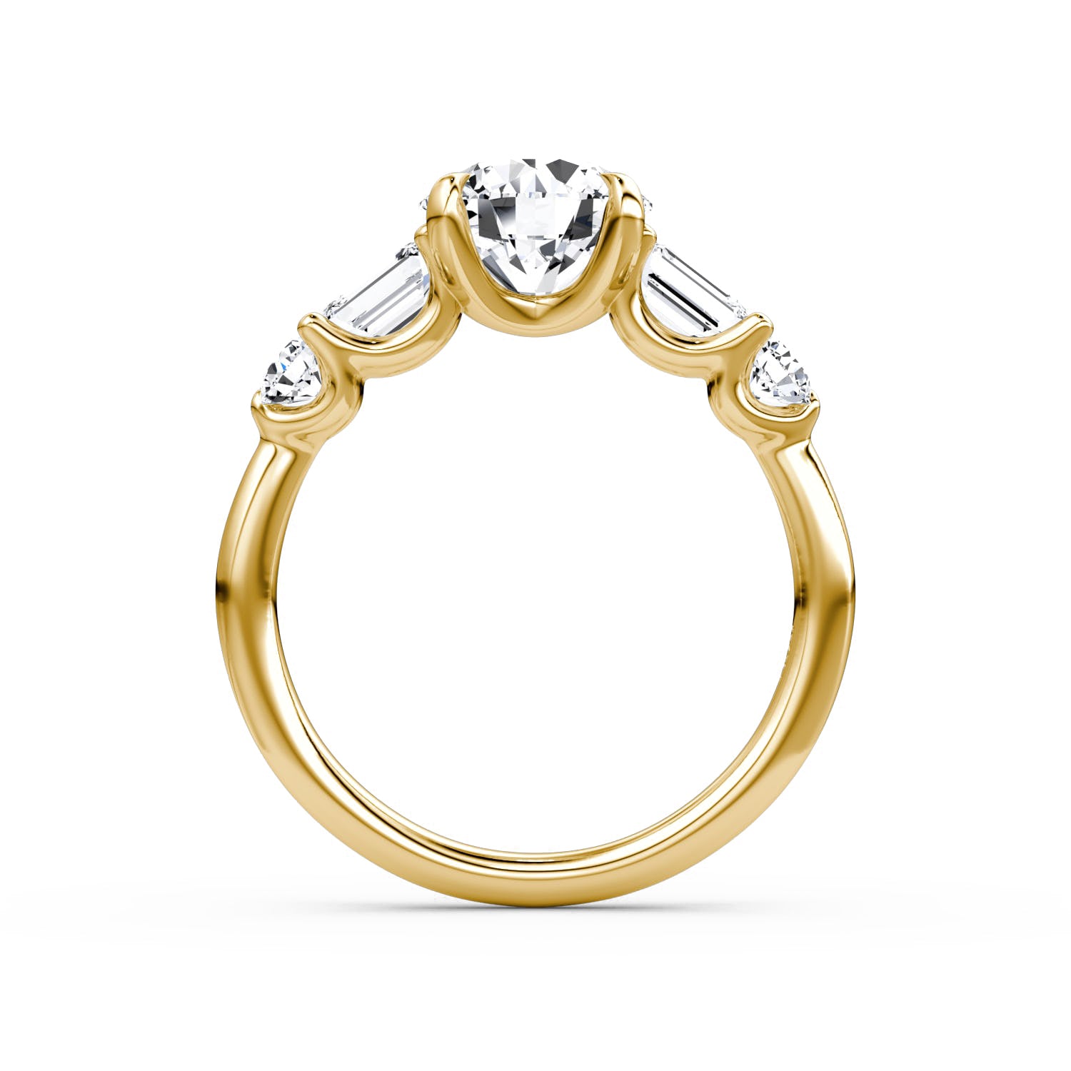 Mixed 5-Stone Moissanite Engagement Ring-VOOGME