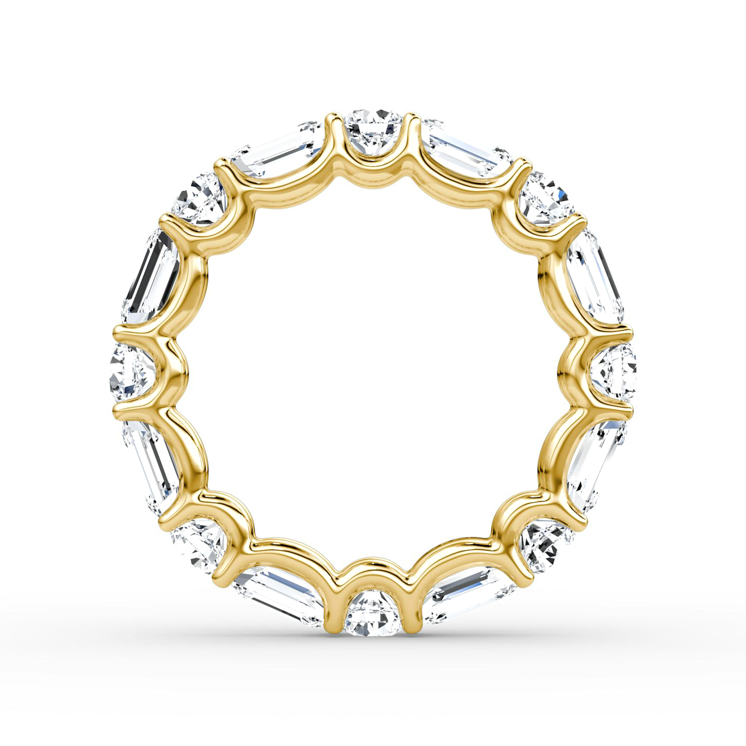 Eternity Round & Emerald Moissanite Wedding Band-VOOGME