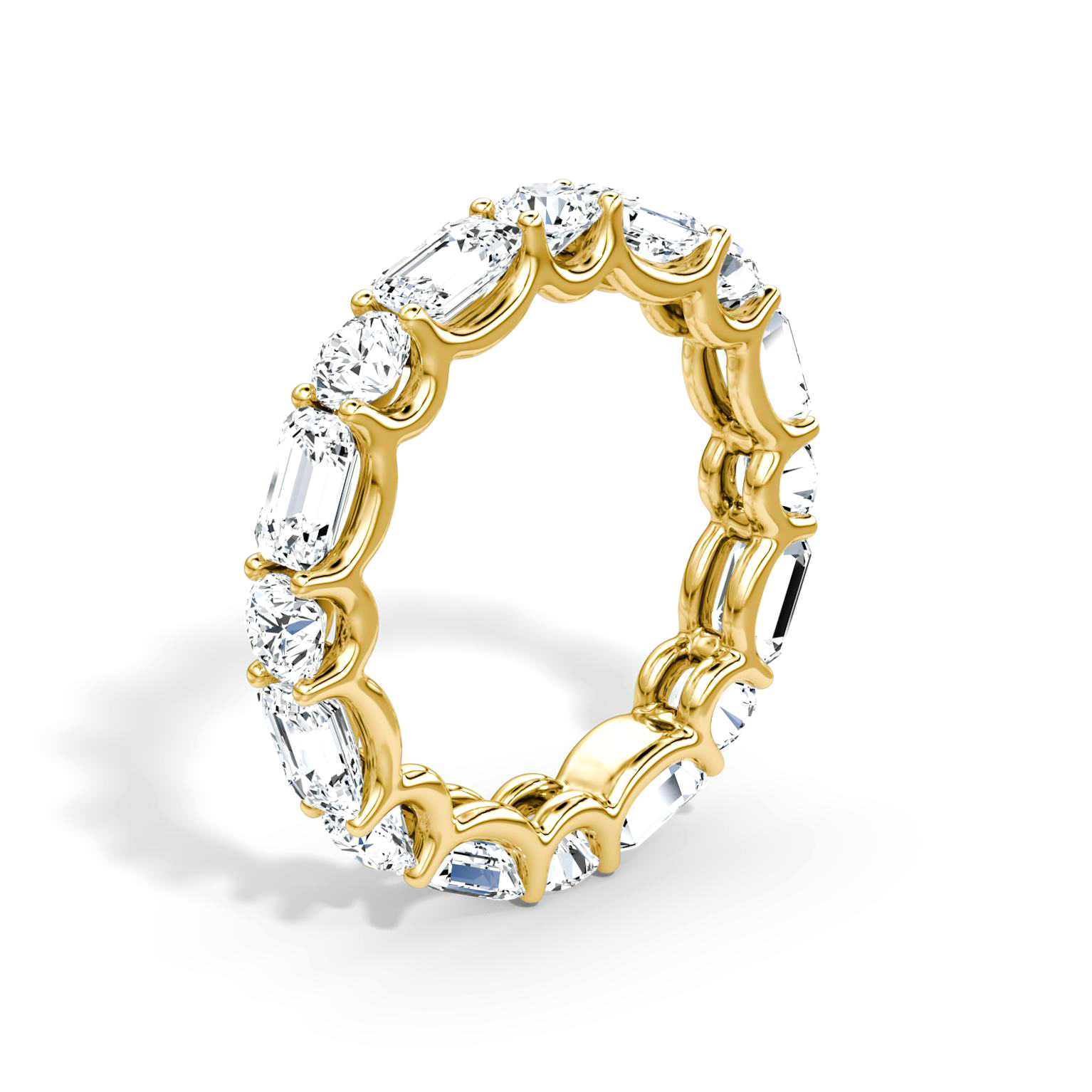 Eternity Round & Emerald Moissanite Wedding Band-VOOGME