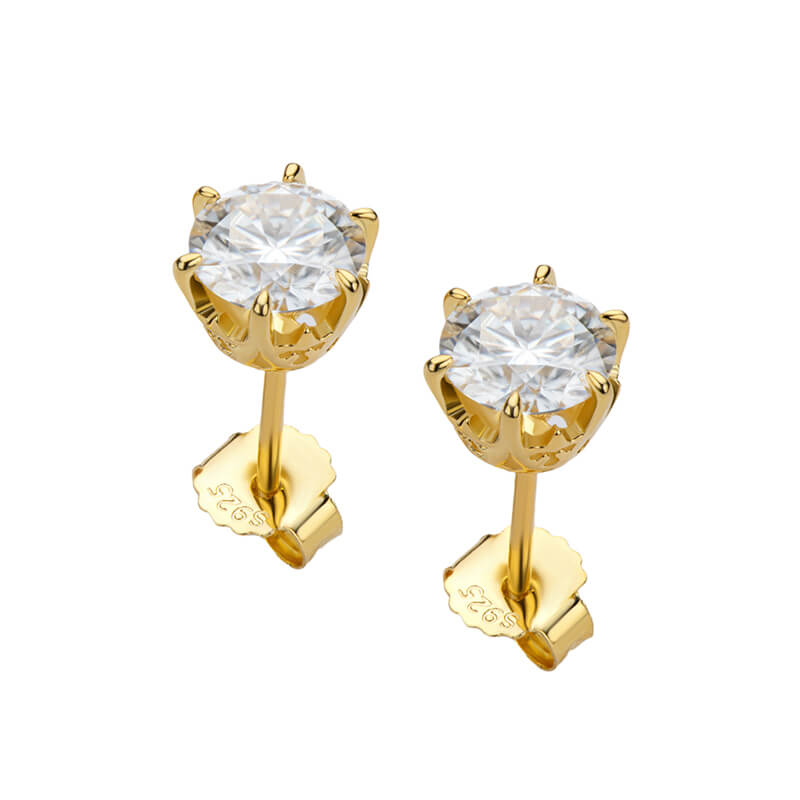 Pattern Six-Prong Moissanite Stud Earrings-VOOGME