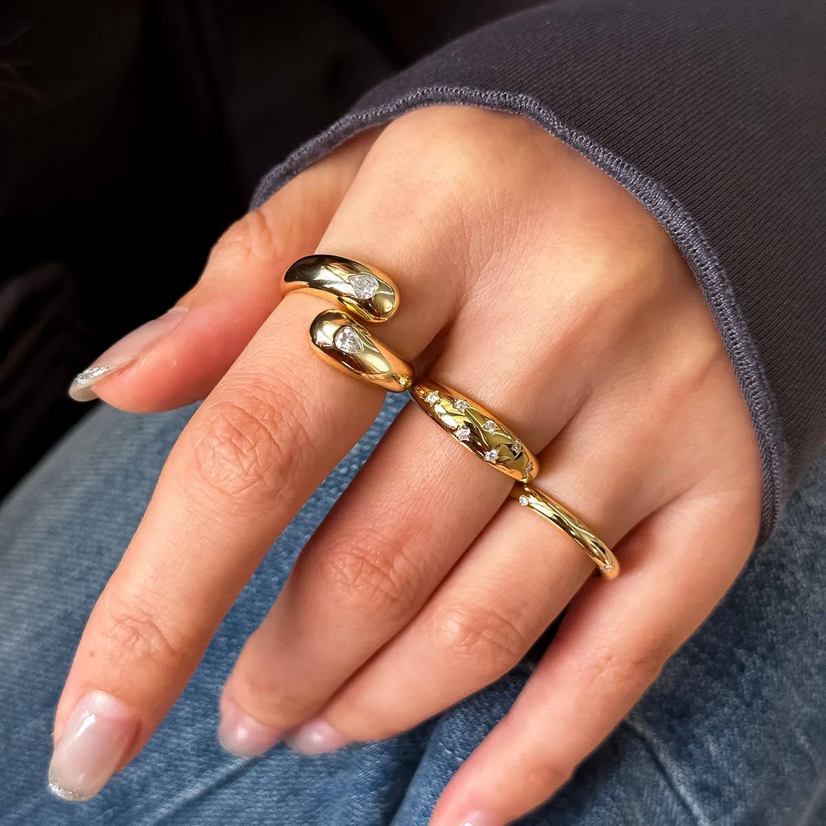 Chunky Pear Moissanite Ring