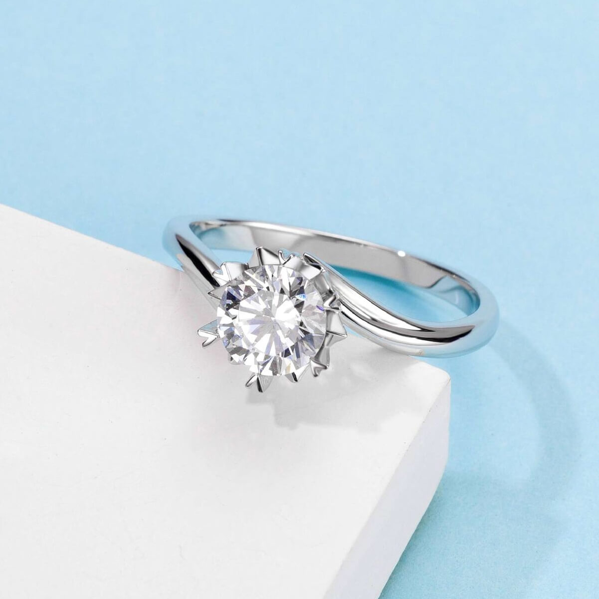 Snowflake Twisted Moissanite Engagement Ring 1.0 ct-VOOGME