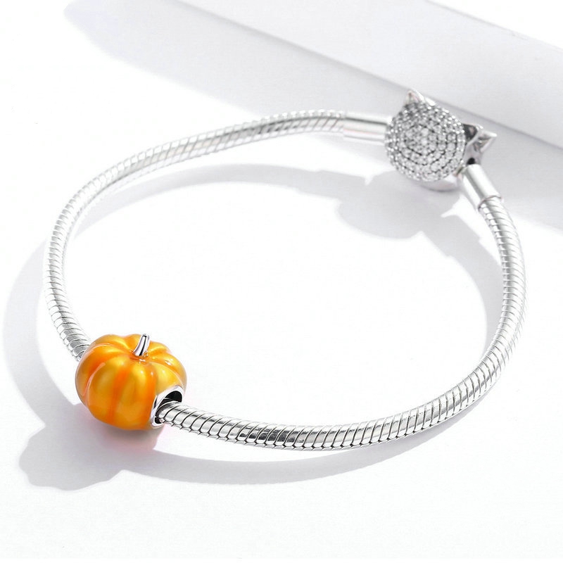 Halloween Jack-o'-Lantern Silver Bracelet