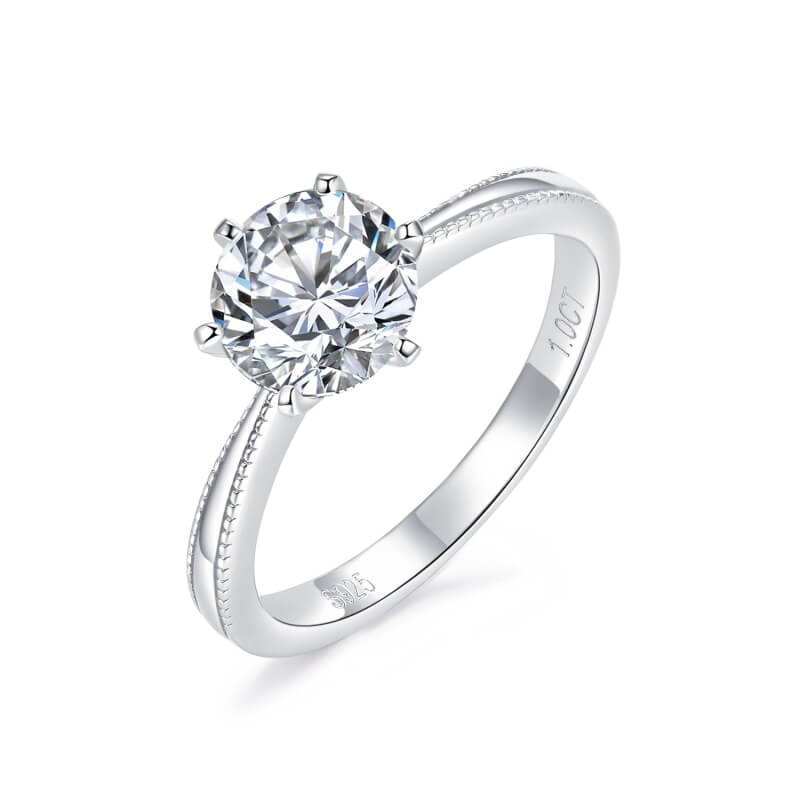 Ribbon Moissanite Engagement Ring 1.0 ct-VOOGME