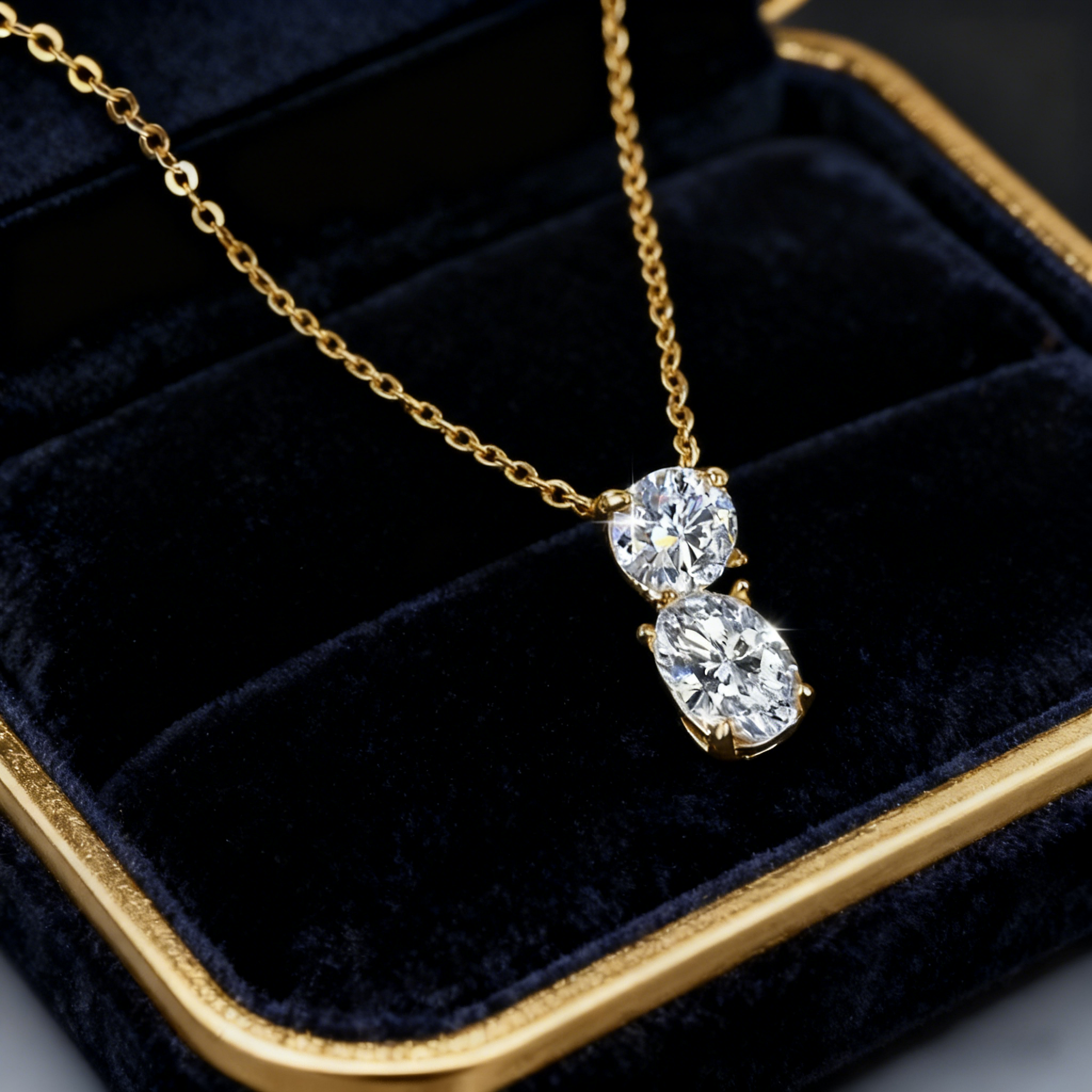 Double Stone Oval Moissanite Set