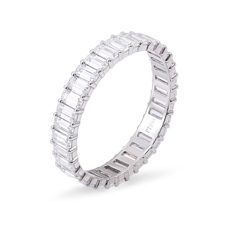 Eternity Emerald Moissanite Wedding Band-VOOGME