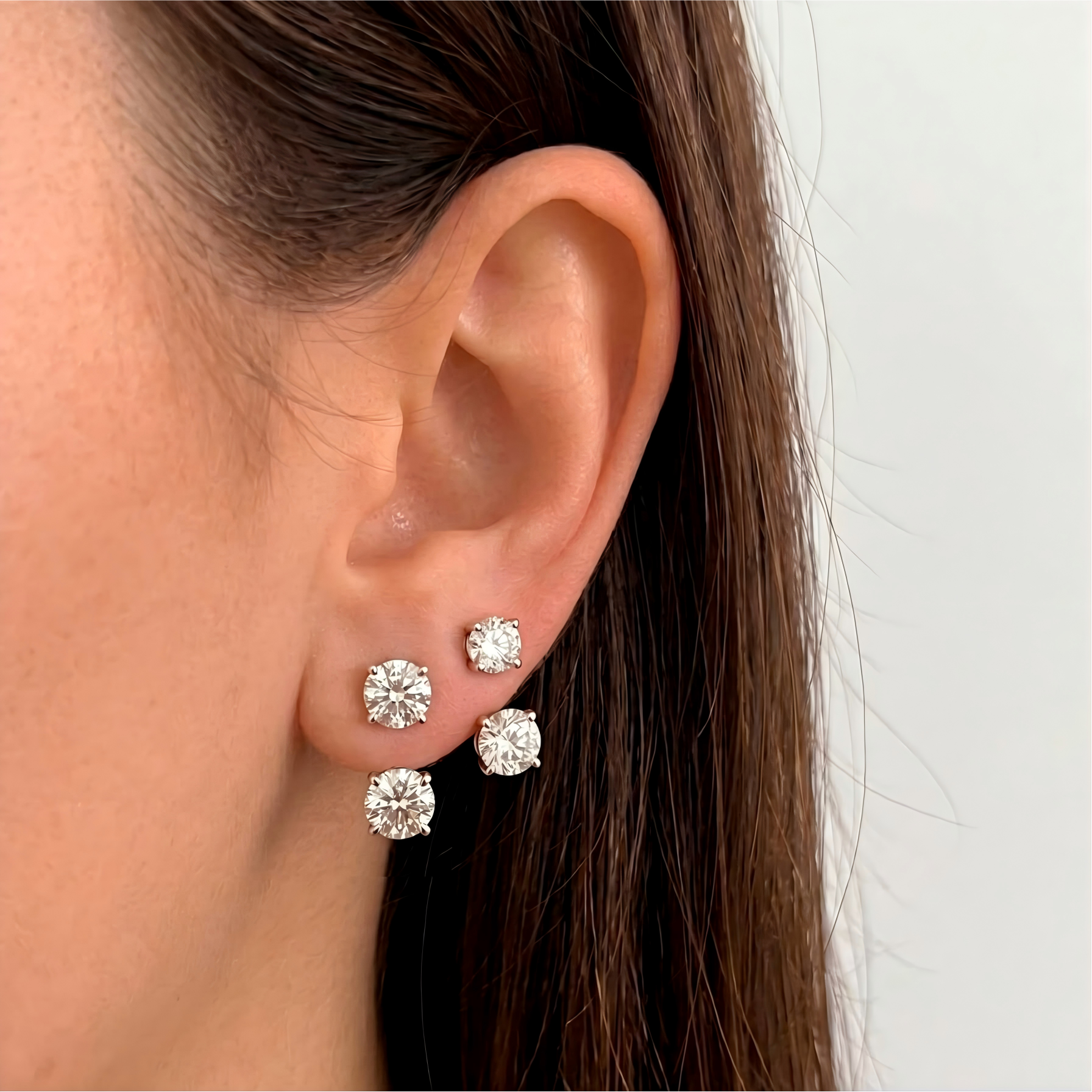 Double Round Moissanite Stud Earrings