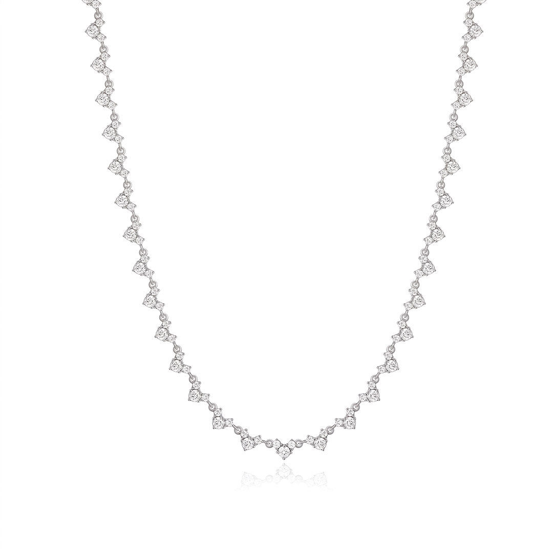 Three-Stone Heart Moissanite Tennis Necklace