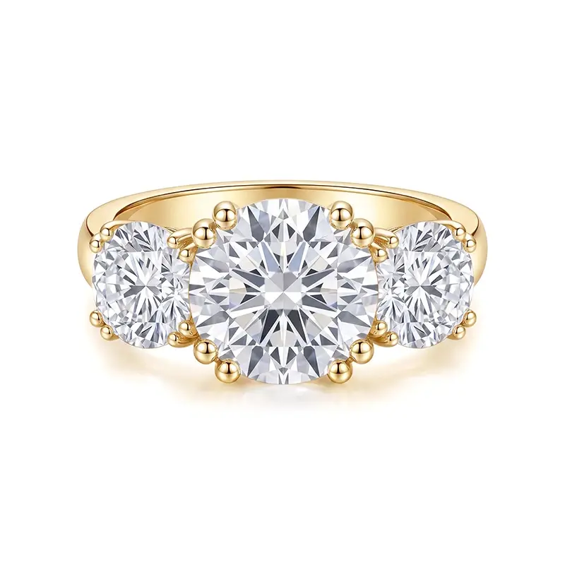 Double Claws Three Stones Moissanite Engagement Ring (5.0 ct. tw)
