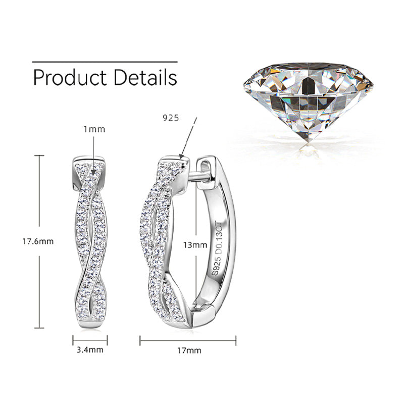 Twisted Moissanite Hoop Earrings-VOOGME