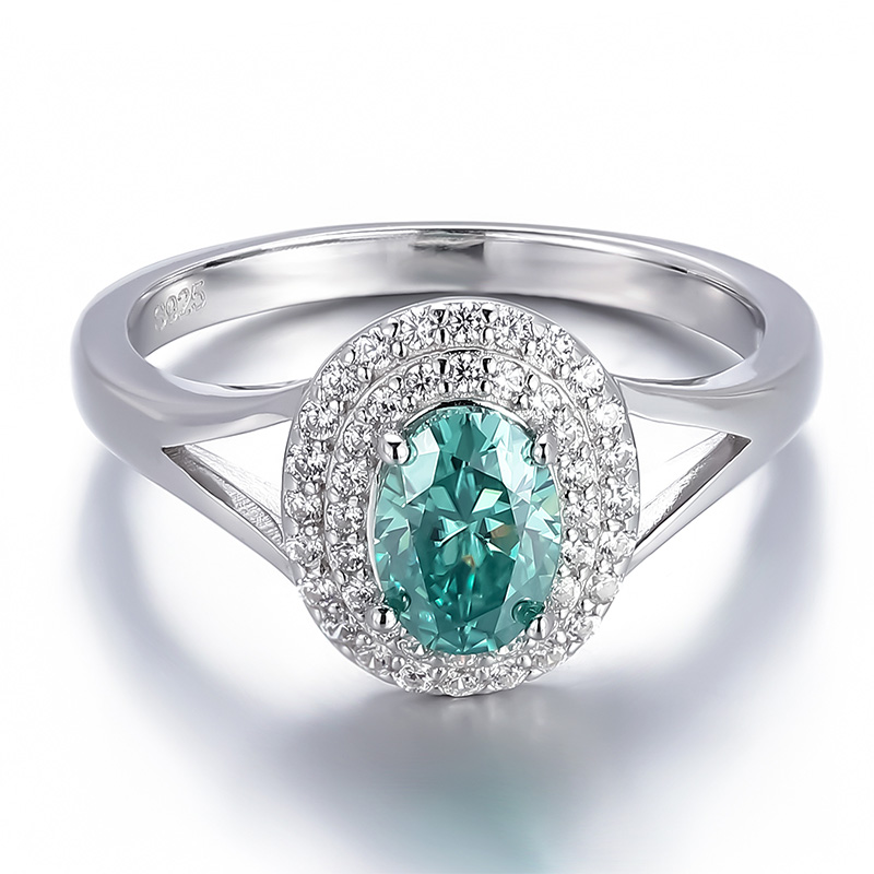 Amelia Oval Cut Double Halo Moissanite Engagement Ring-VOOGME