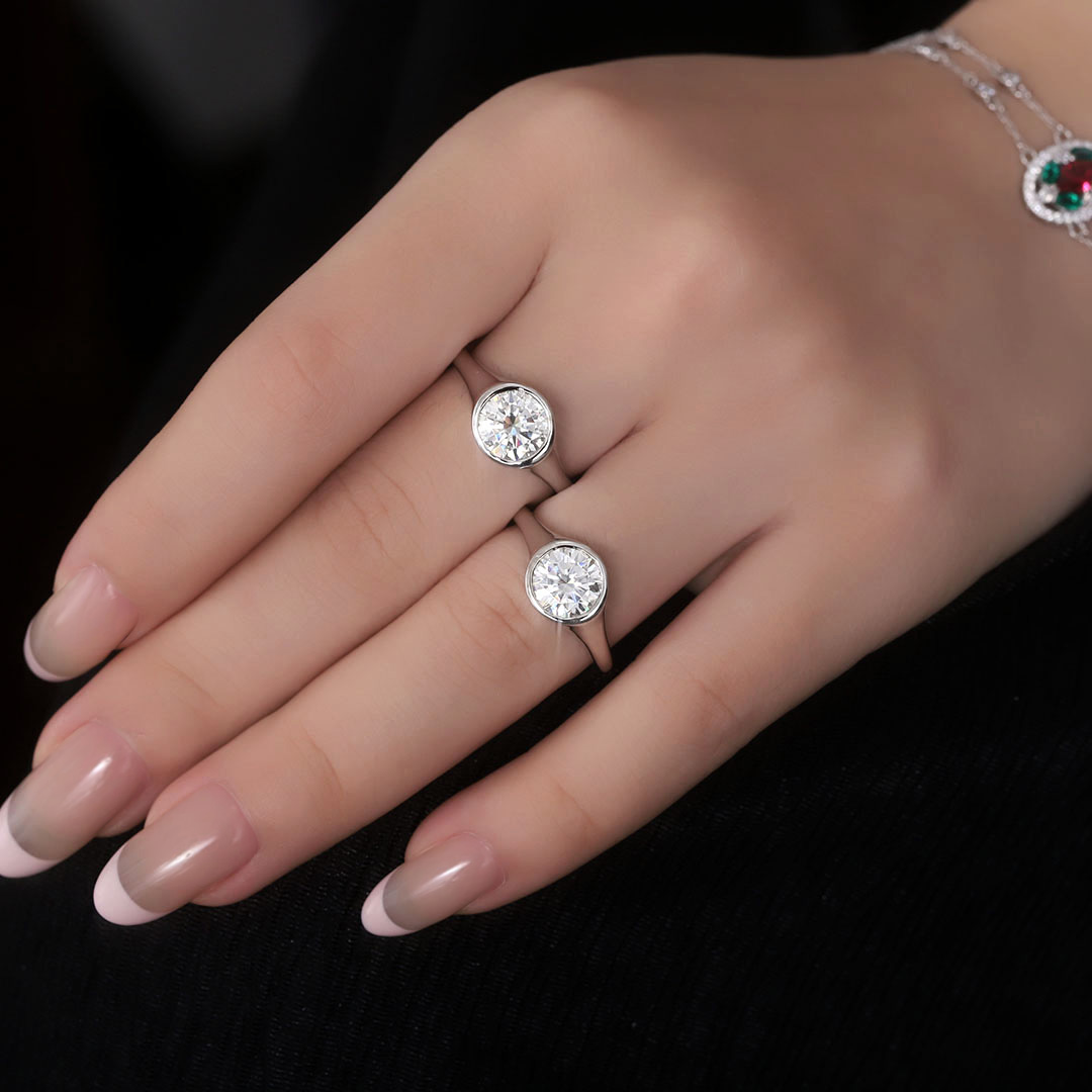 Honora Bezel Moissanite Engagement Ring 2.0ct-VOOGME