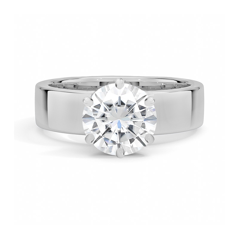 6-Prong Wide Solitaire Moissanite Engagement Rings-VOOGME
