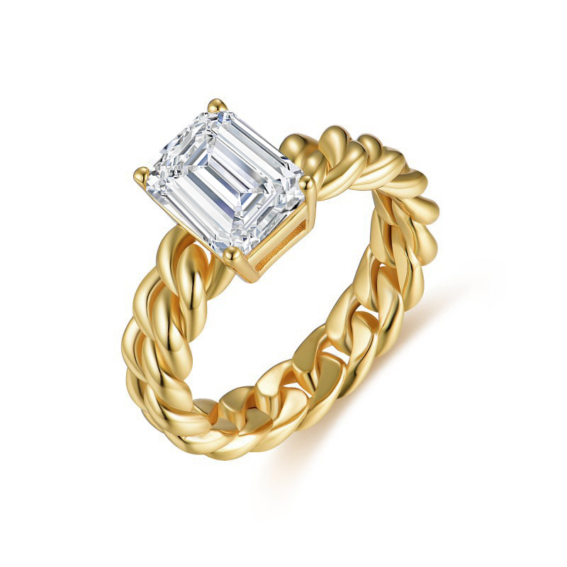 Braided Emerald Moissanite Engagement Ring 3.0 ct-VOOGME