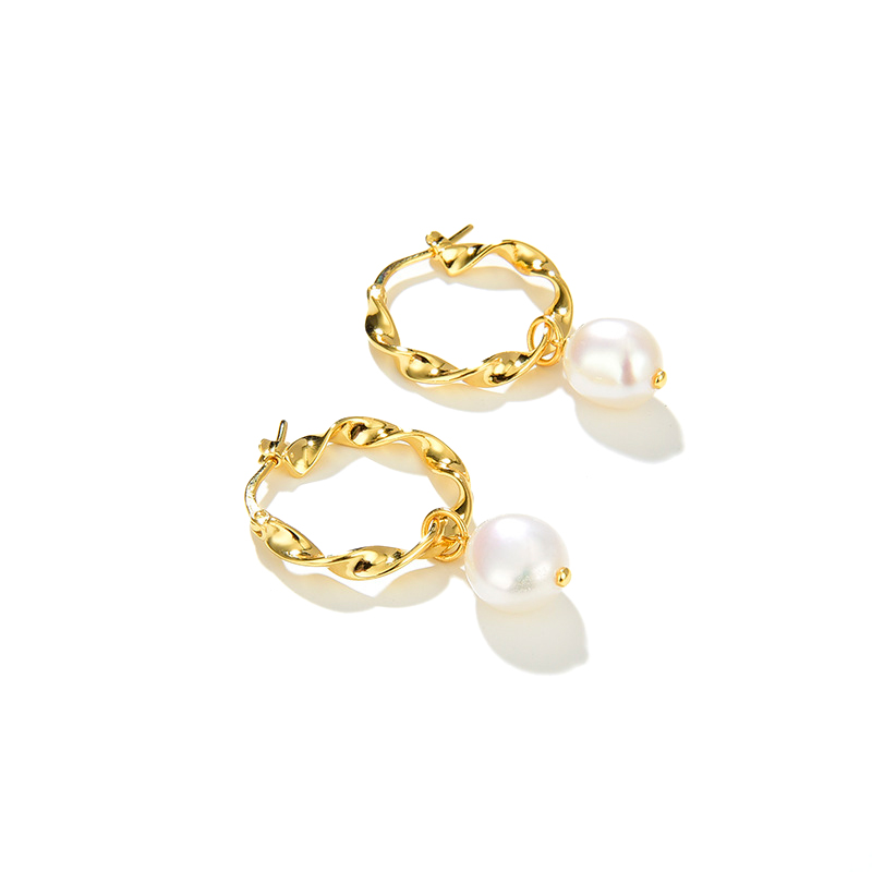Anica Braided Baroque Pearl Drop Earrings